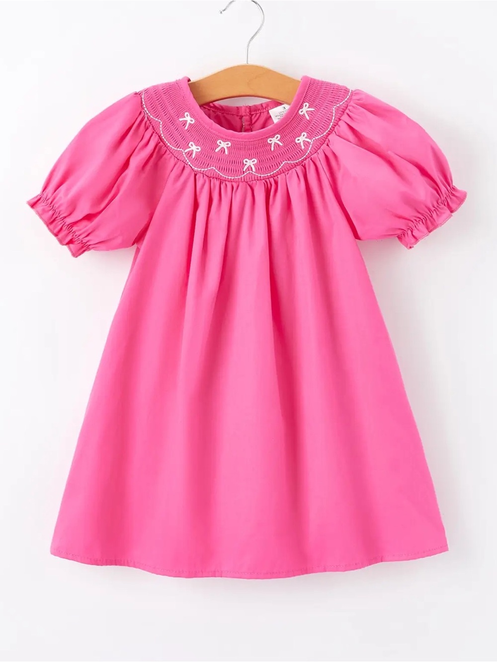 Girls' Pink Smocked Neck Dress